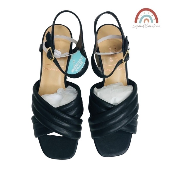 New! Faux Leather Quilted Crisscross Strappy Chunky Bloch Heel Square Sandals - Picture 6 of 10